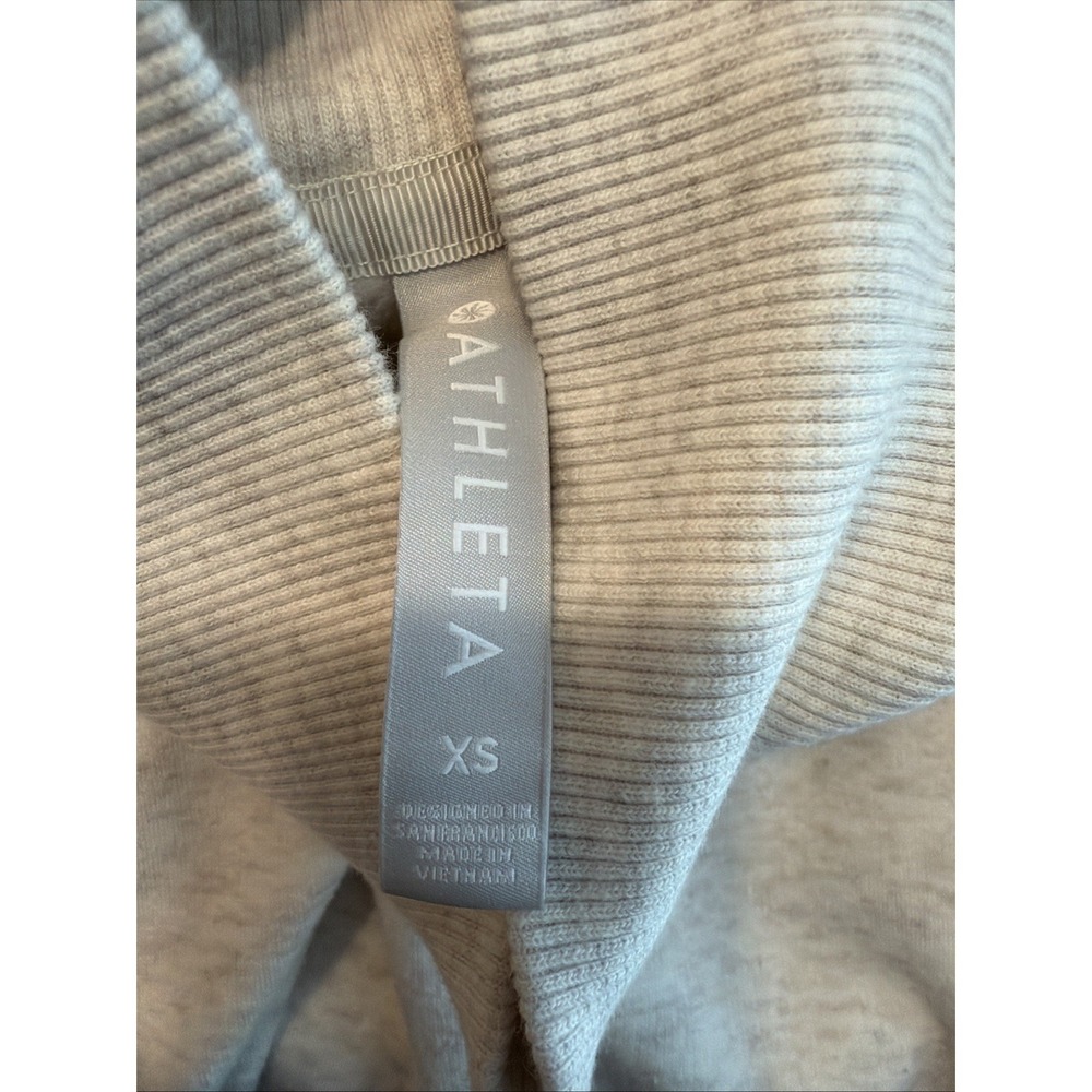 Athleta XS Cozy Karma Side Zip Funnel Neck Sweatshirt Off White Fleece Lined - Picture 6 of 9